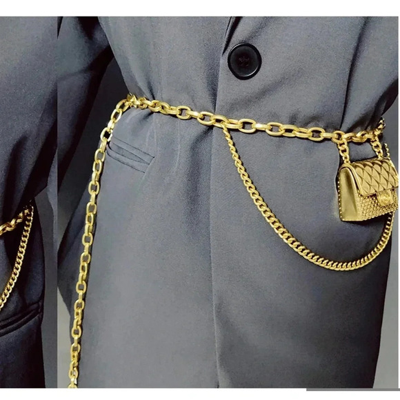 Anthropologie Mini Double Chain Charm Belt/Bag - Picture 10 of 17